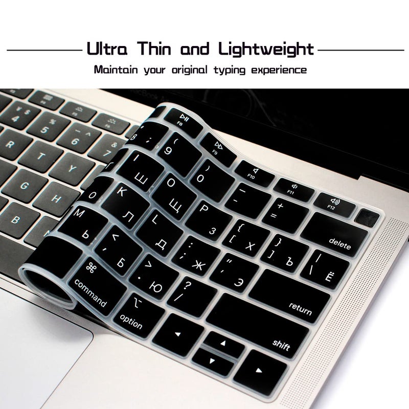 HRH Russian Language Silicone Keyboard Cover Skin for MacBook Air 13 Inch 2018 Release A1932 with Retina Display and Touch ID,USA Layout - Image 3
